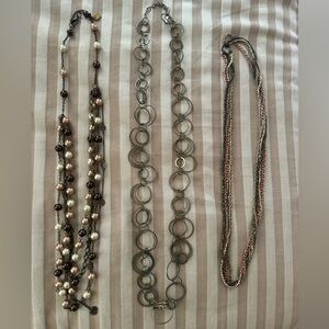 3 long bronze necklaces: 14”-17”